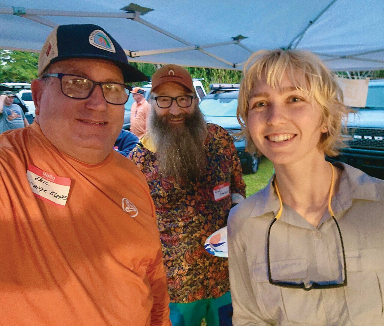 (Left to right) FTA Board Member and hiker Eric Emery; Hiker Chief Shoeless of Amelia Island, FL; Hailey Dansby, FTA Gateway Community Coordinator